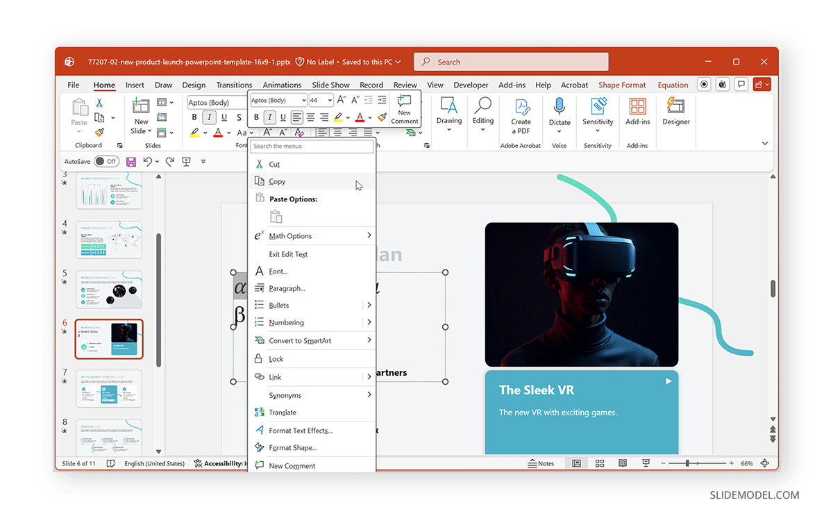 How to copy a Greek letter in PowerPoint