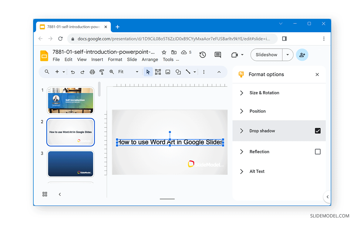 Drop Shadow effect in Google Slides