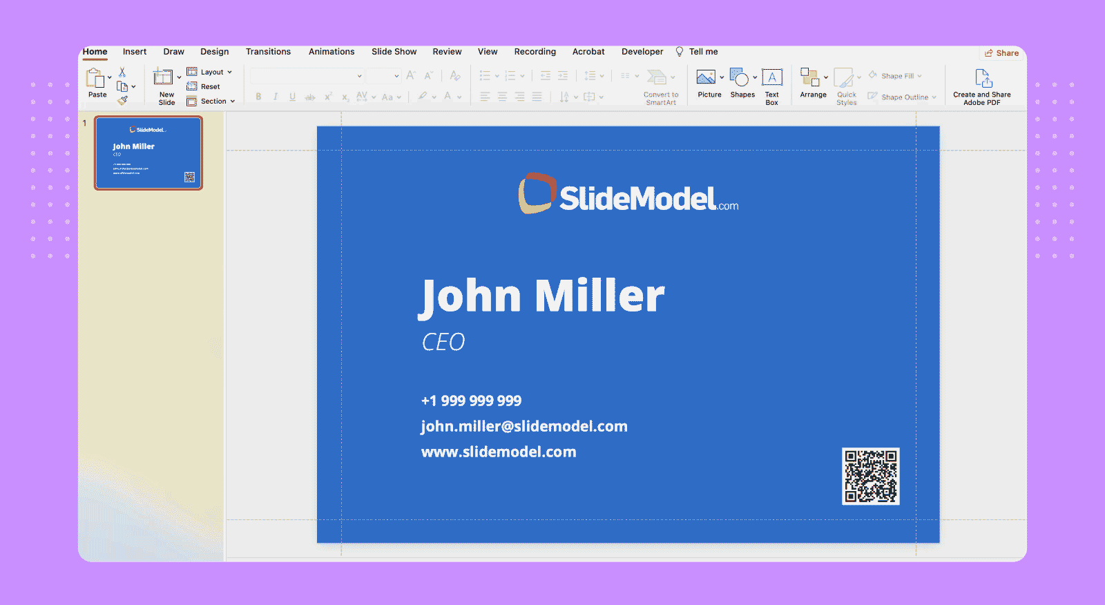 How to duplicate a business card slide in PowerPoint