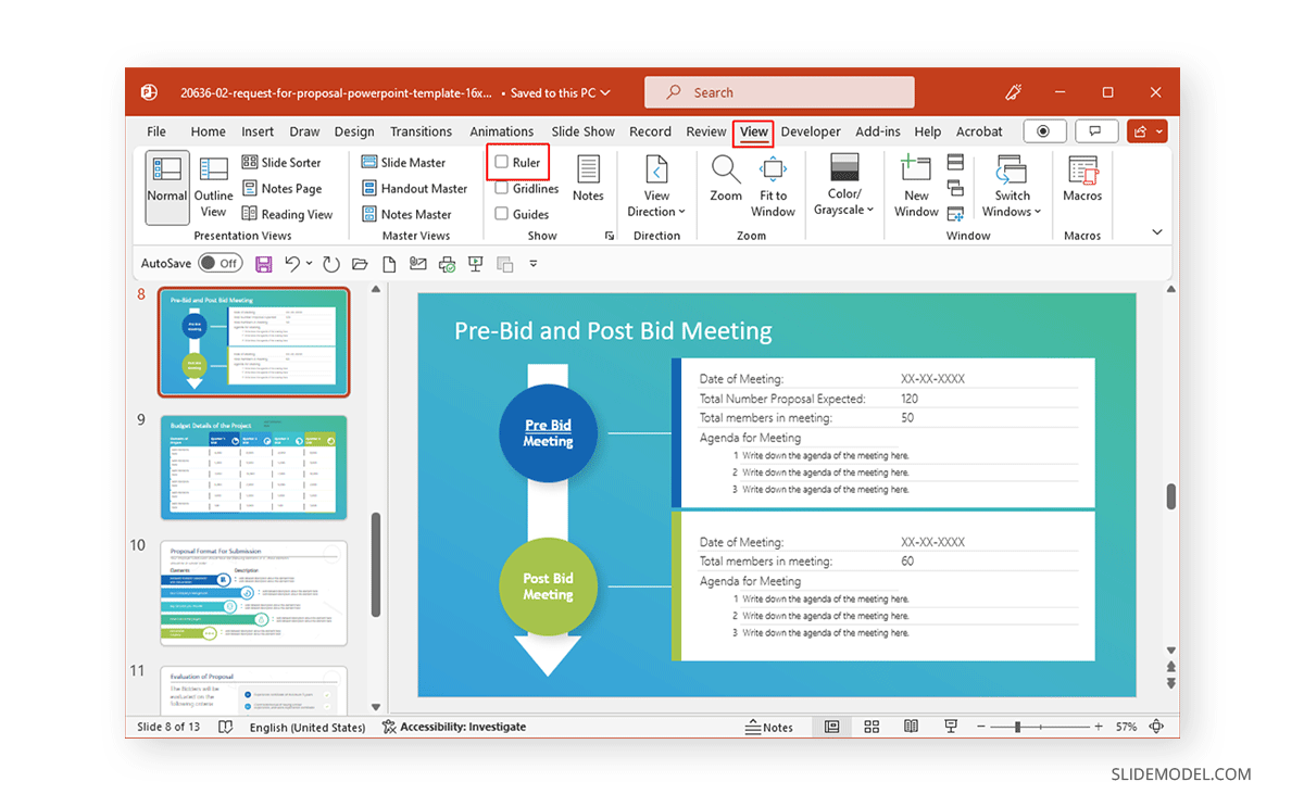 Enabling the Ruler in PowerPoint