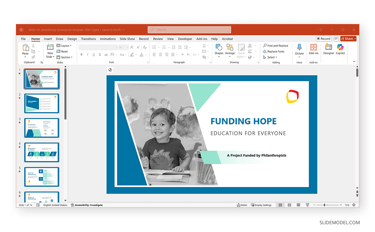 Monochrome creative effect in presentation slide