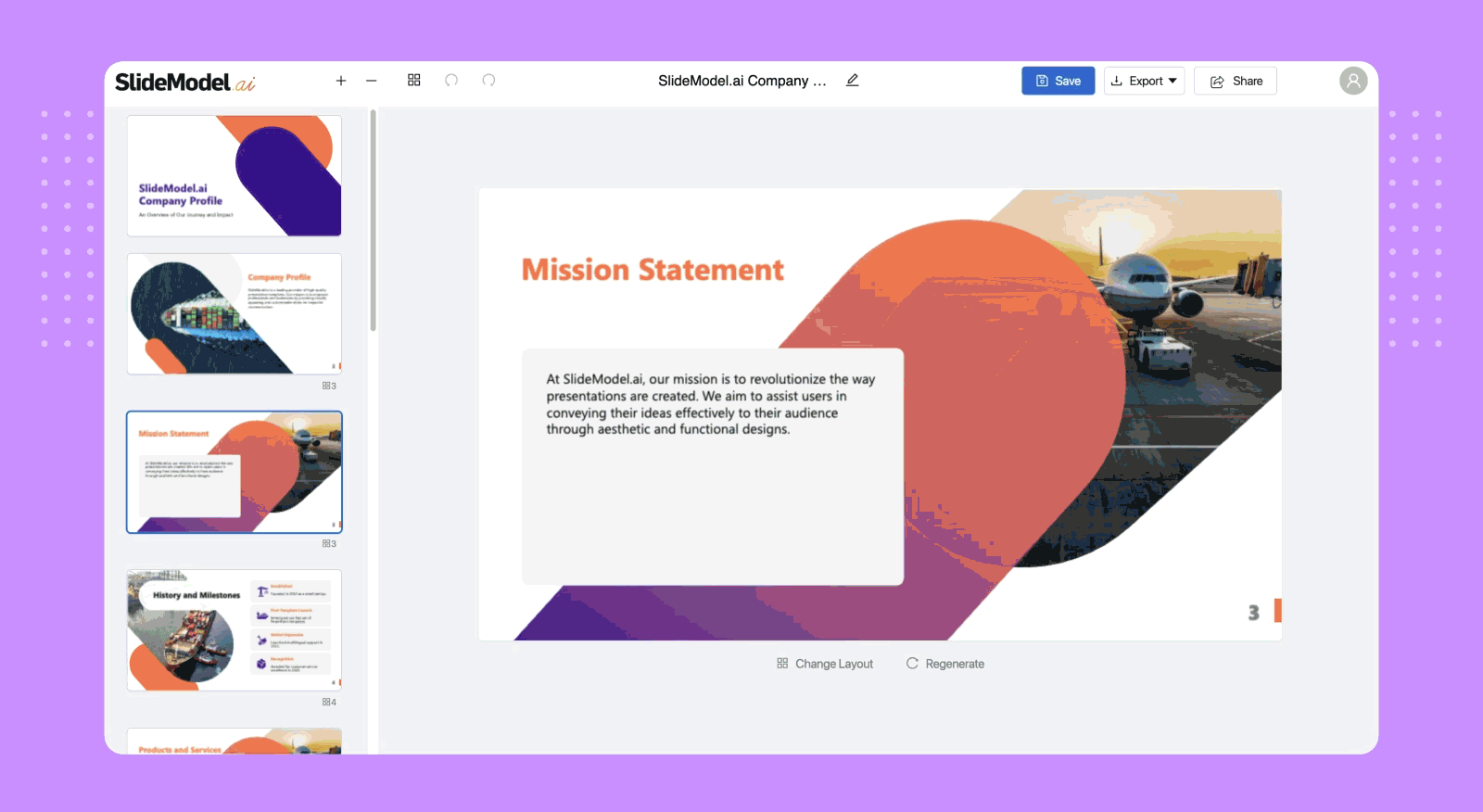 Generating images with AI inside SlideModel.ai