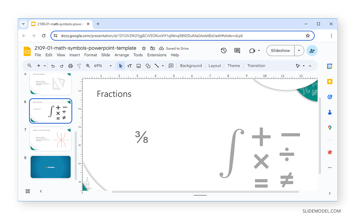 Added fraction in Google Slides