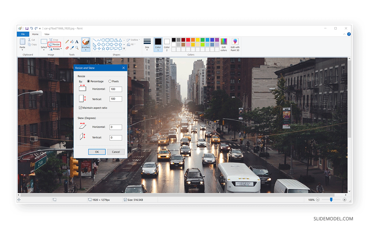 Microsoft Paint for image compression in Presentations