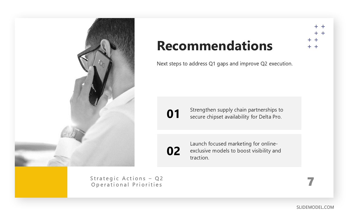 CTA slide in a progress report slide deck