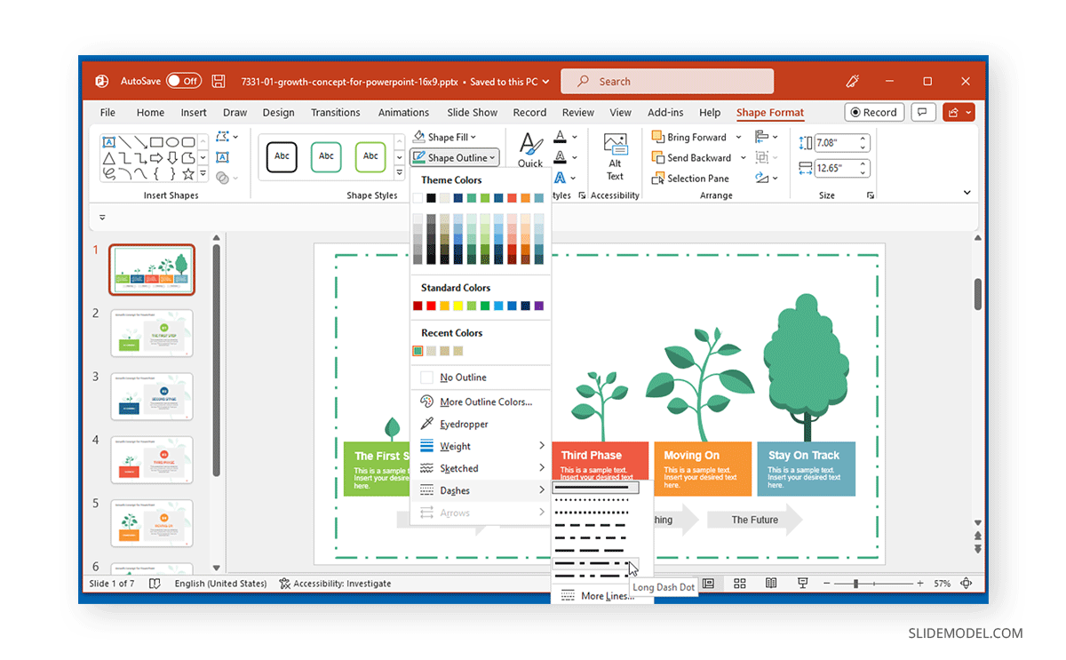 Ajuster le style de contour de forme dans PowerPoint