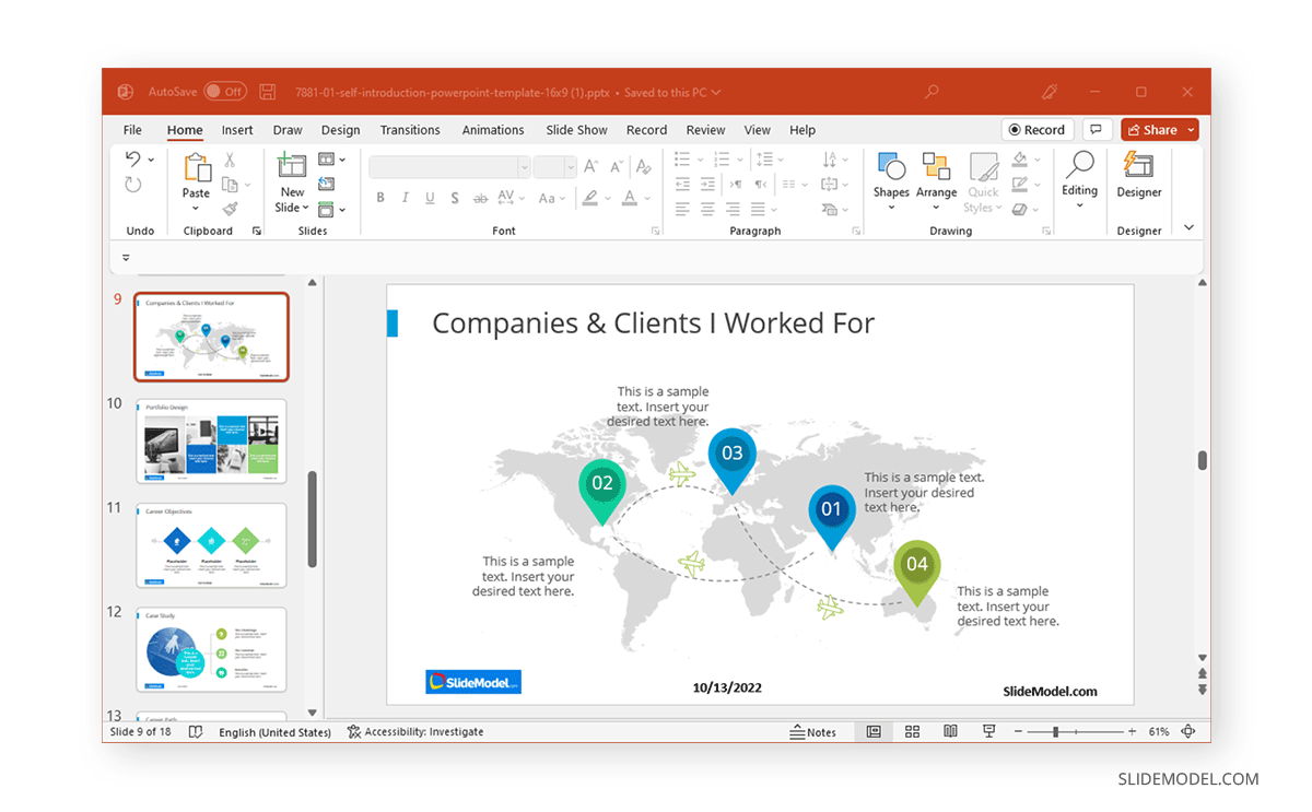 résultat final sur la façon de modifier le pied de page dans PowerPoint