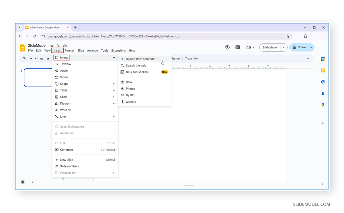 Uploading an image into Google Slides