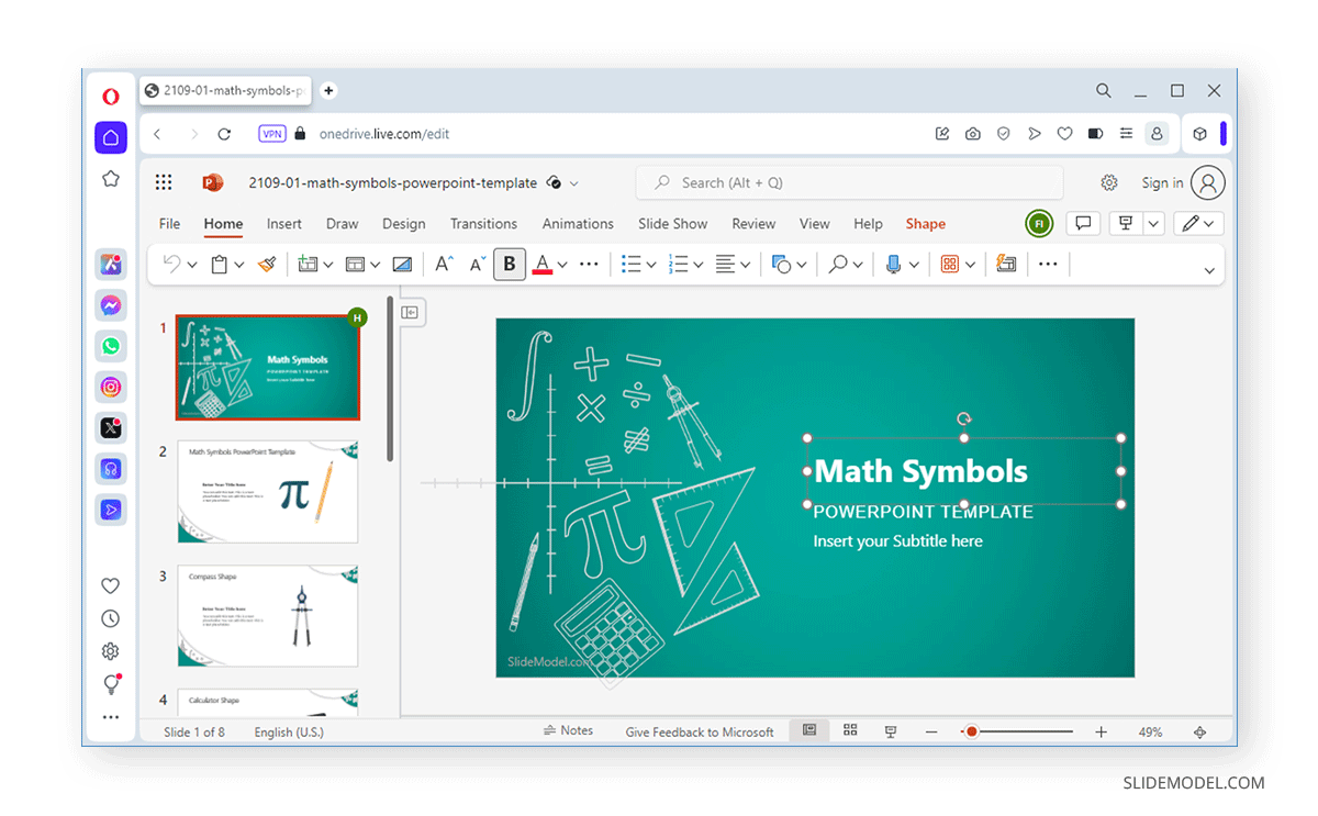 Editing a PPT document in PowerPoint online