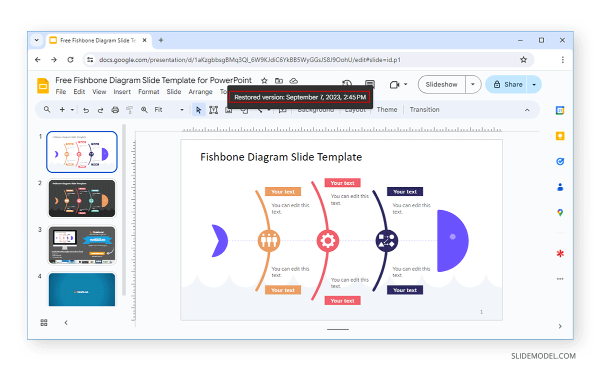 Working with restored file from Version History