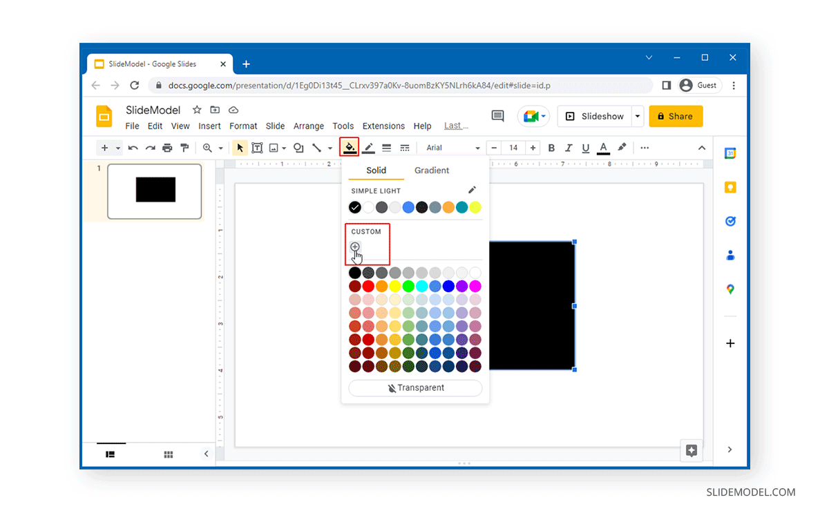 Accéder aux options de couleurs personnalisées dans Google Slides