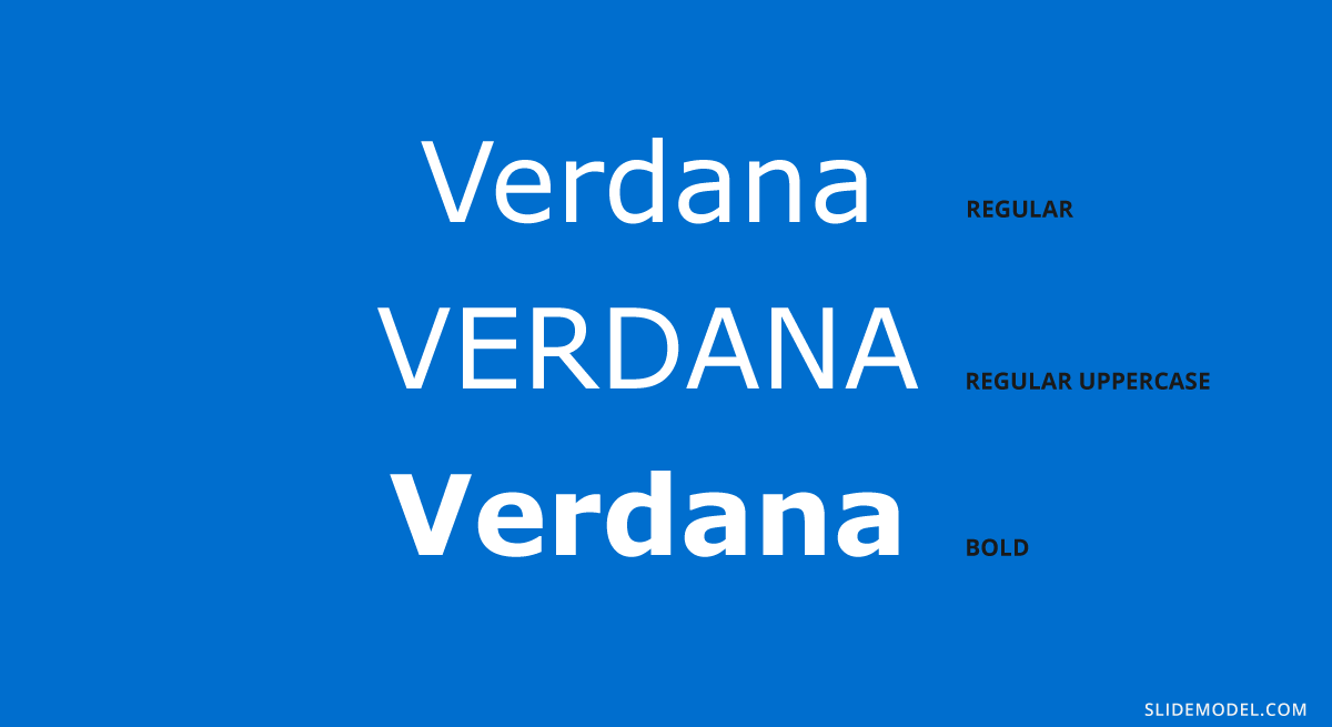 Verdana typeface for presentations