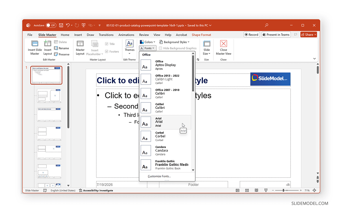 How to create slides in Master Layout