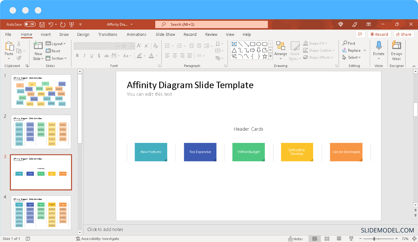 Affinity Diagram Slide Template Example by SlideModel