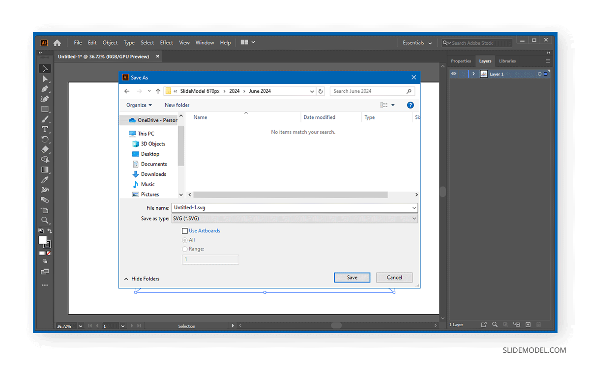 Export to SVG format in Adobe Illustrator