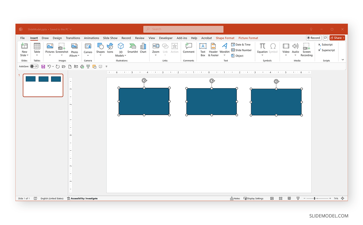 PowerPoint multishape select