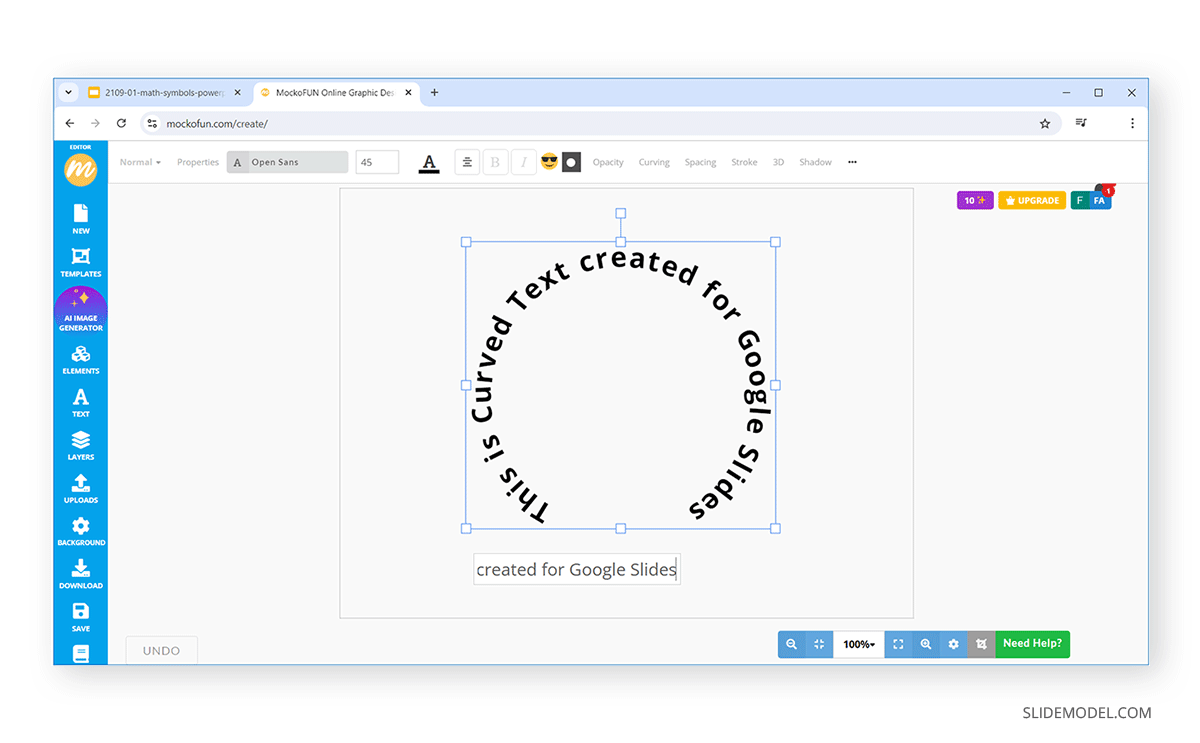 Semi-circle text with Mockofun