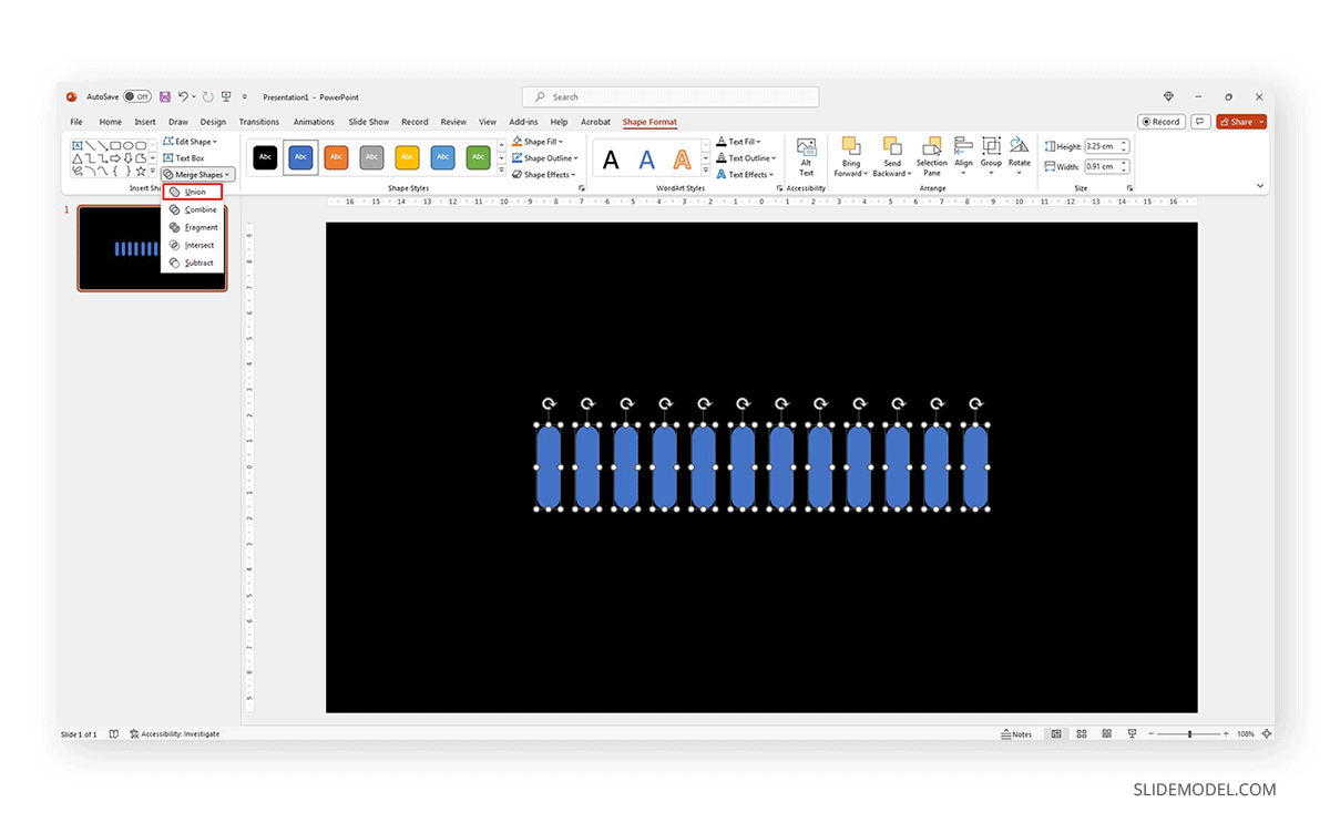 Shapes union in PowerPoint