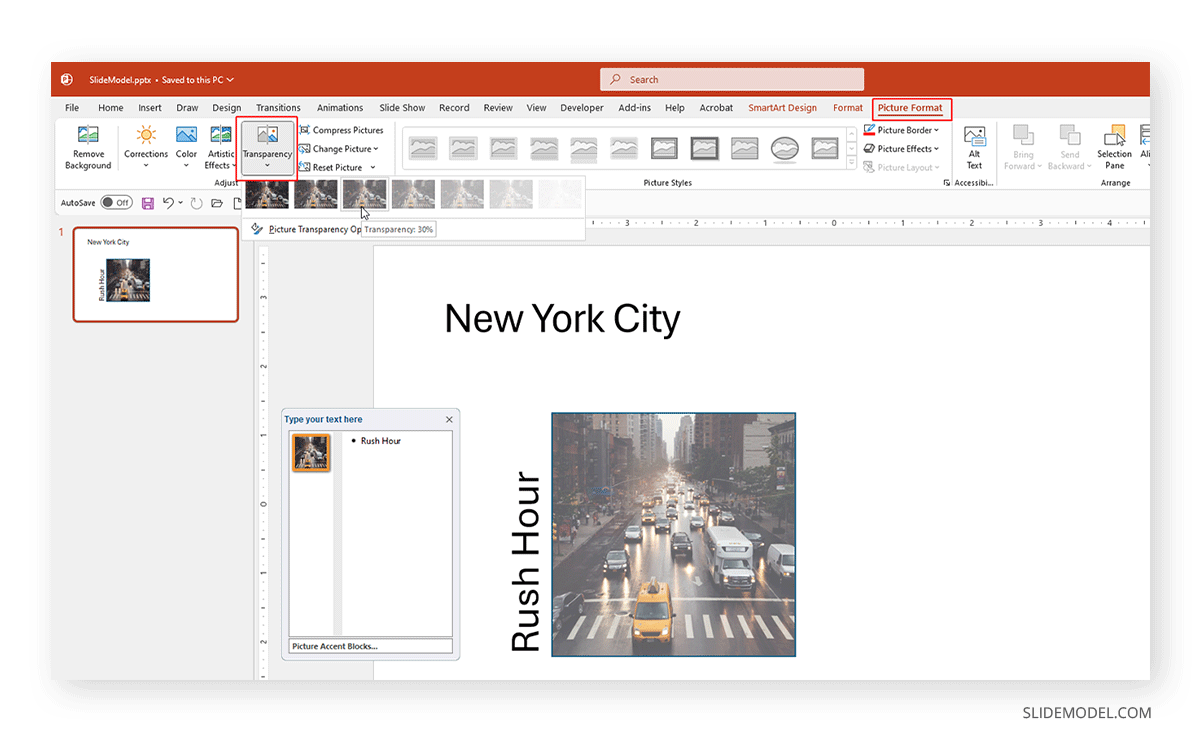 Change transparency of a picture placeholder in PowerPoint