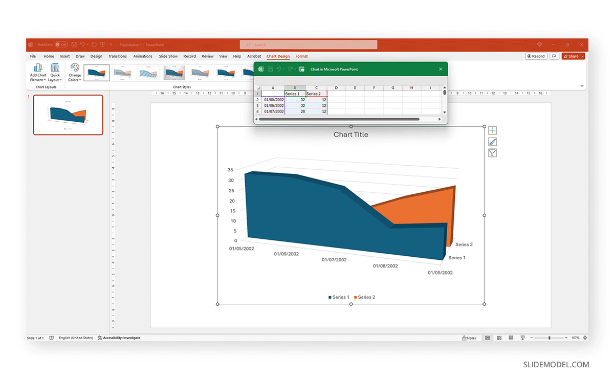 Generated presentation graph in PowerPoint