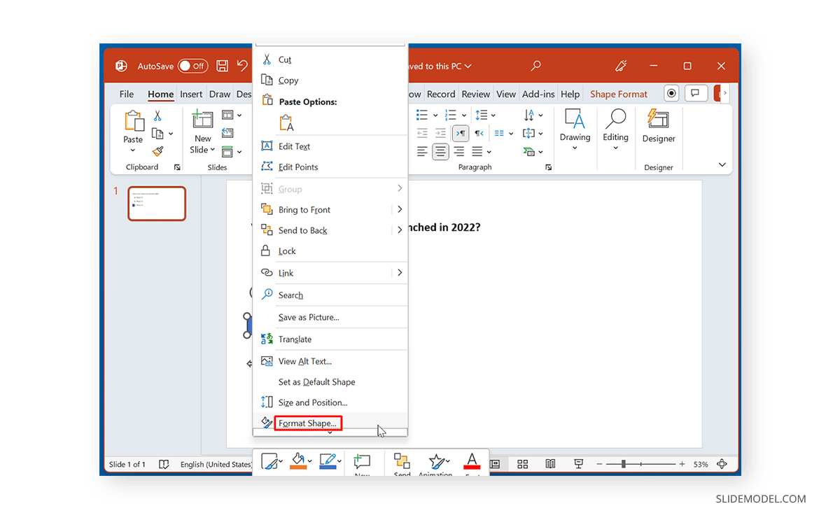 Format Shape in PowerPoint