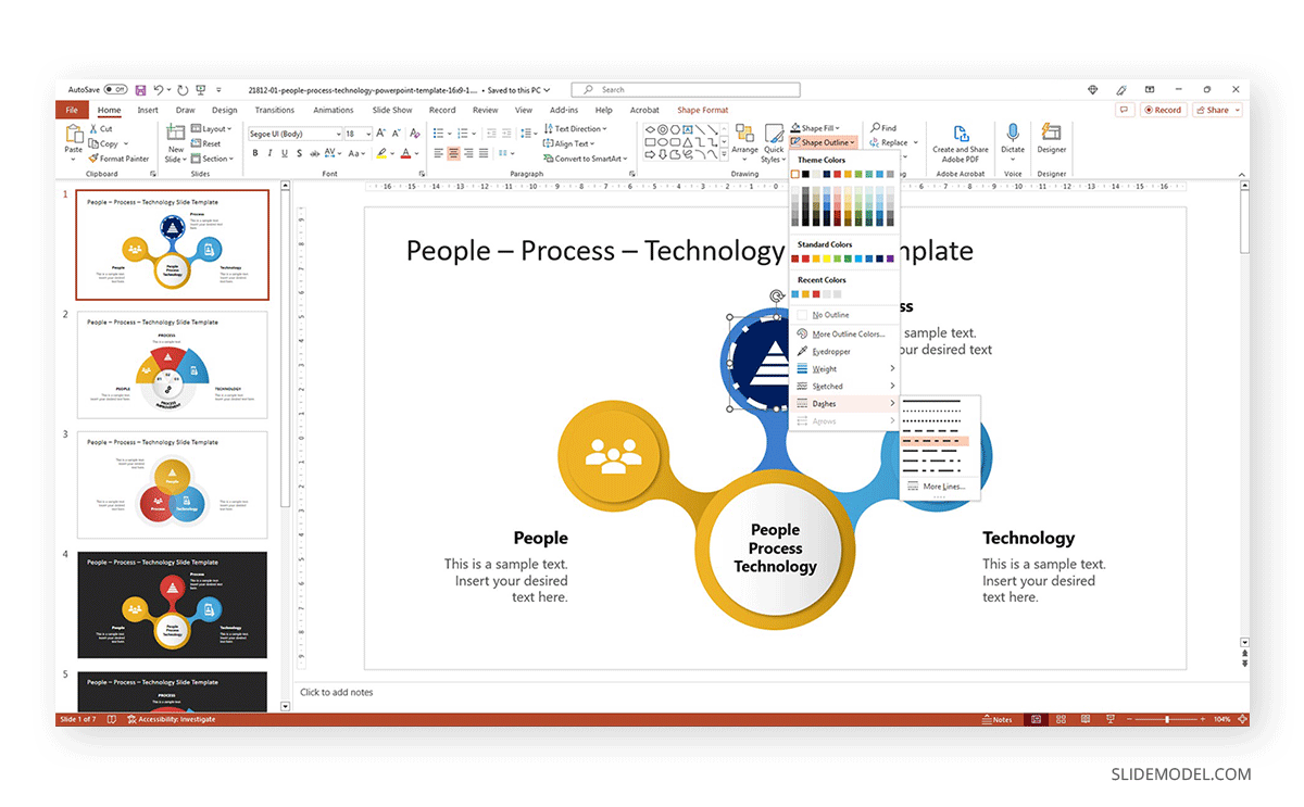 Shape Outline using dash and dot in PowerPoint