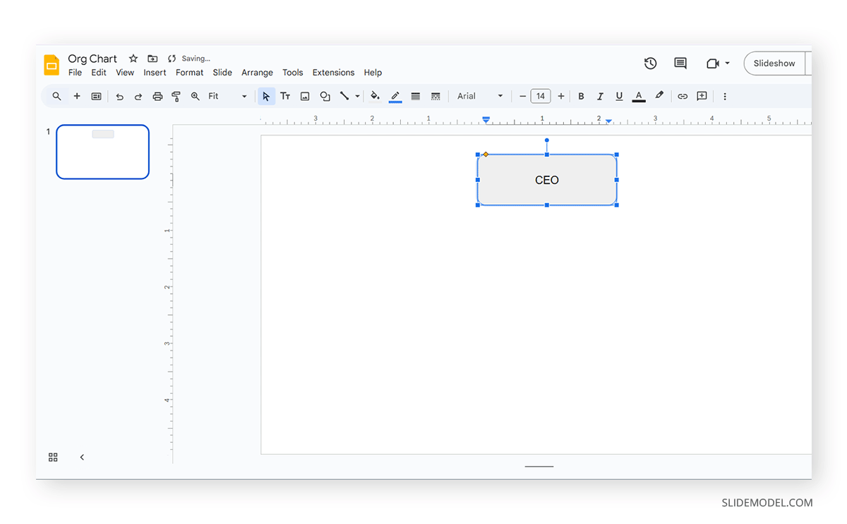 Adding a Google Slide shape to create an org chart position