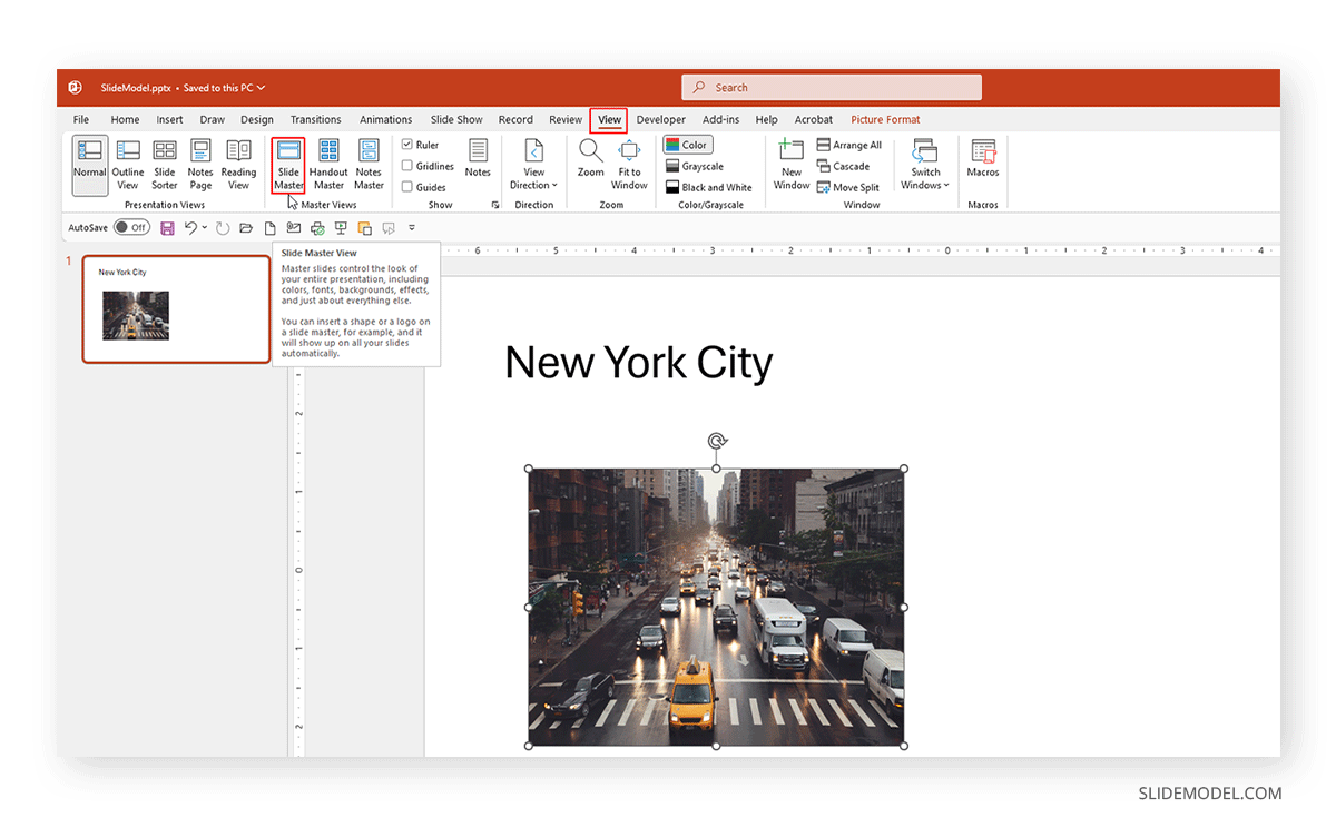 Locating Slide Master in PowerPoint