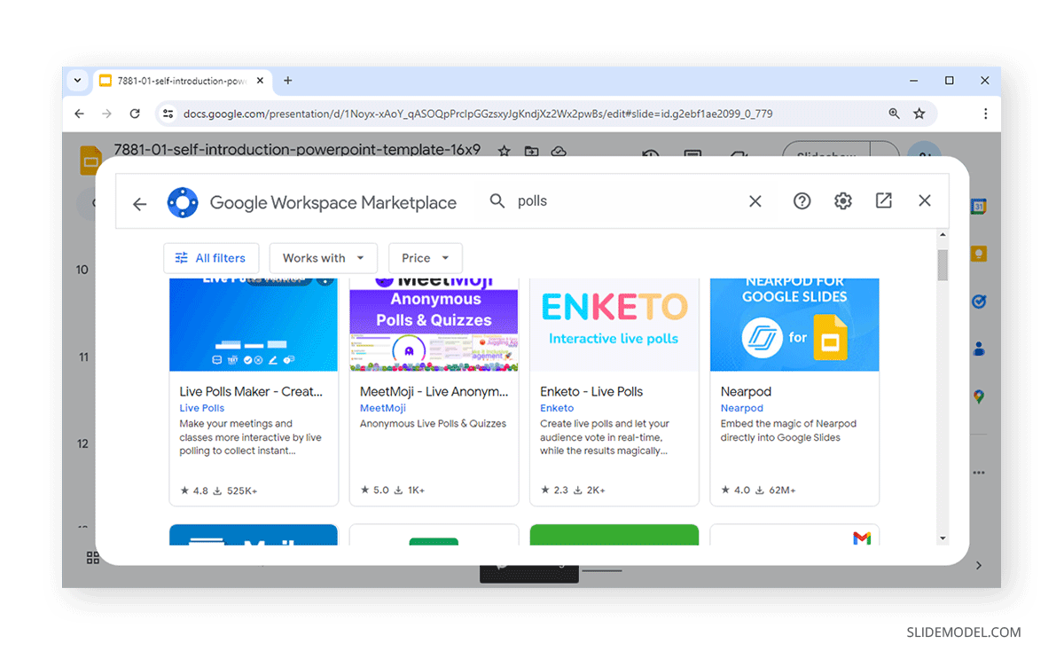 Polls extensions in Google Marketplace