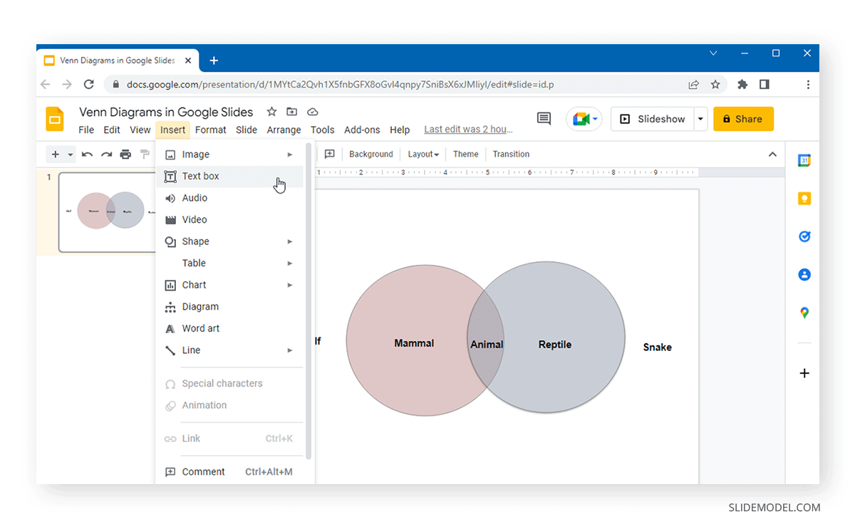 ajouter une zone de texte à un diagramme de venn dans google slides