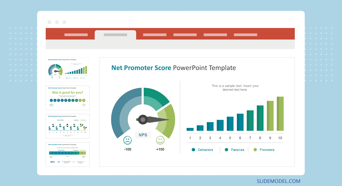 Example of showing traction with NPS Net Promoter Score PowerPoint Template