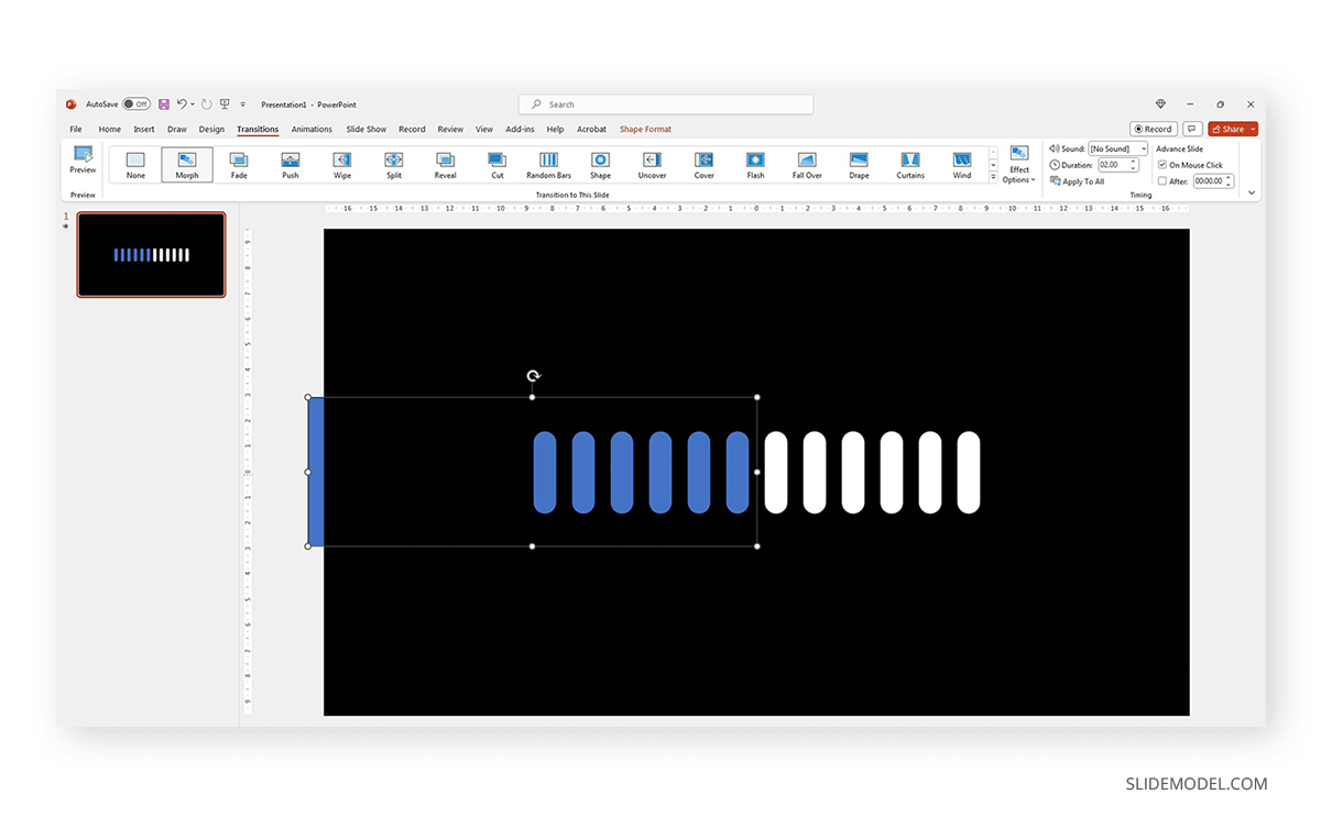 Create a filler shape for animated progress bar in PowerPoint