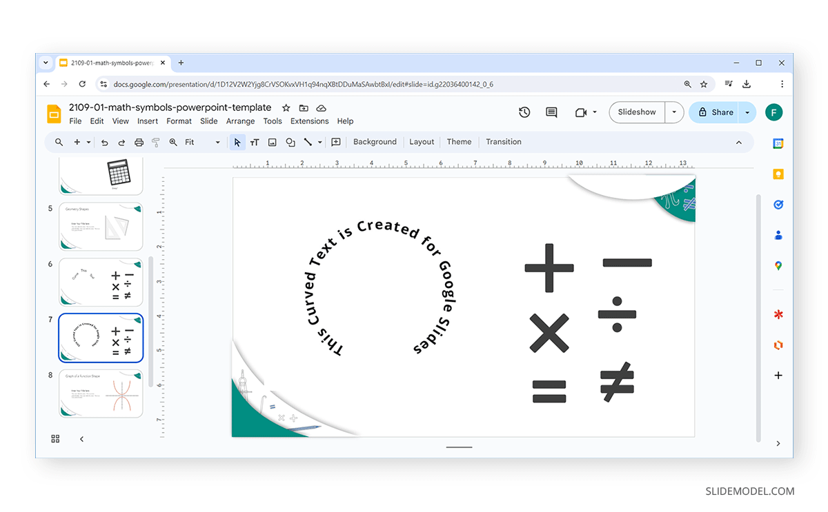 Pasted image of curved text in Google Slides