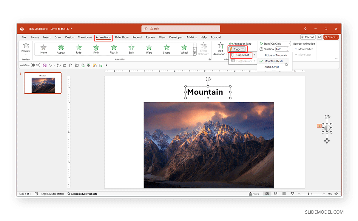 Editing PowerPoint trigger