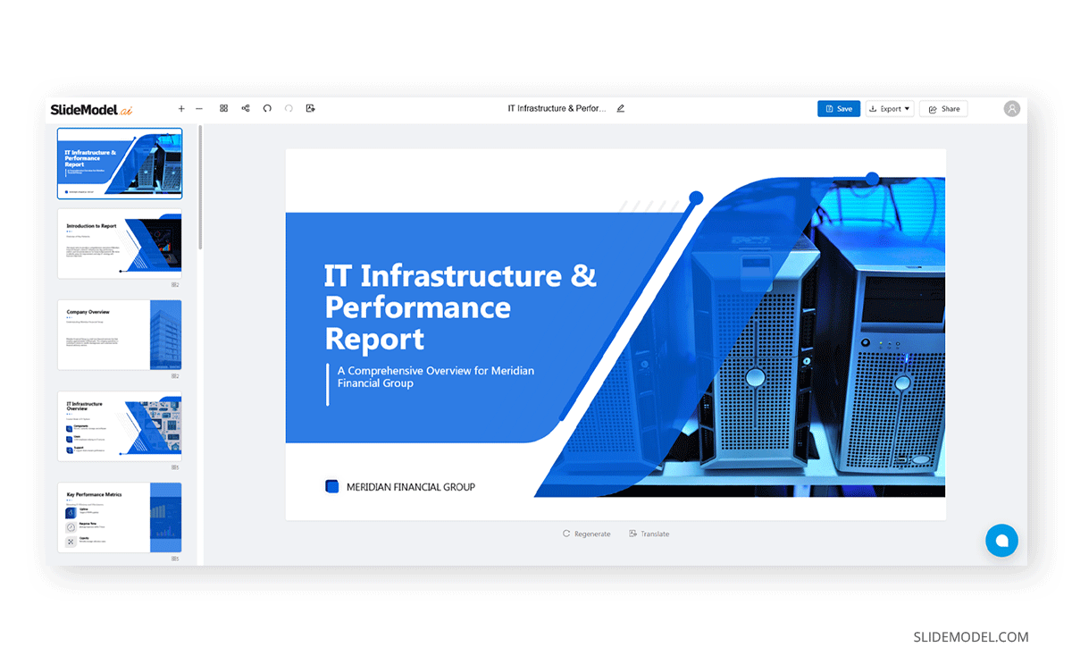 Sample presentation deck created with SlideModel.ai from a prompt