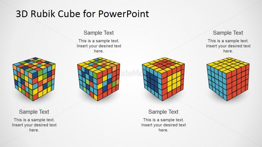 PowerPoint Diagram of Four Steps Featuring Magic Cube