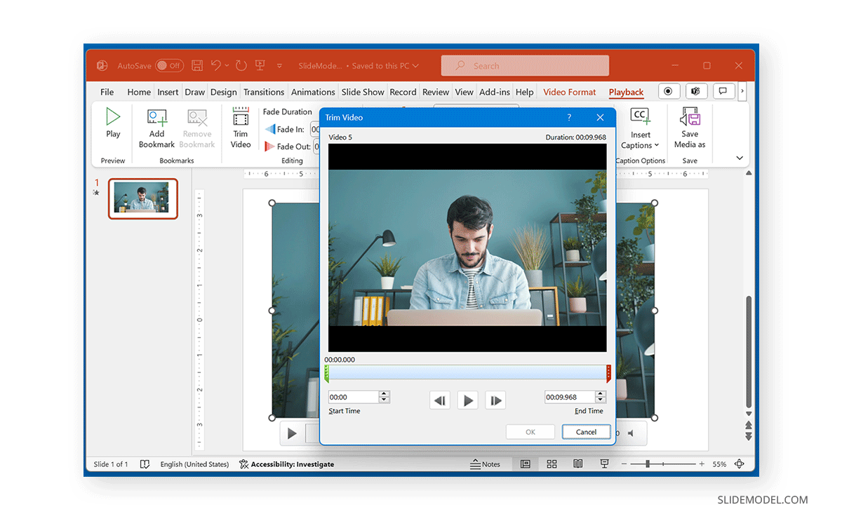How to trim a PowerPoint video
