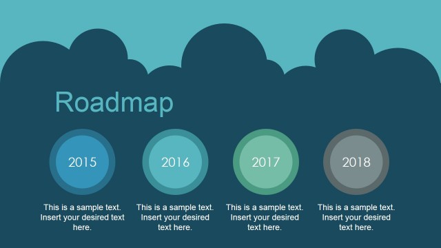 Blue Cloud Yearly Roadmap PowerPoint Template