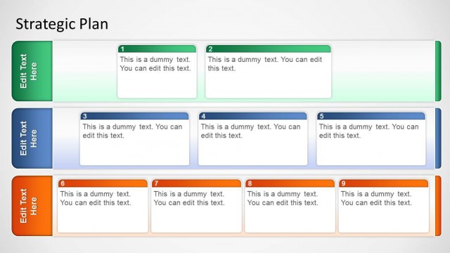 Three Horizontal Stages Strategy Board for PowerPoint