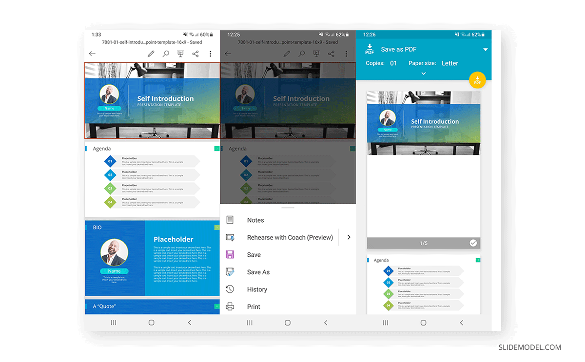 printing a PowerPoint presentation as PDF using PowerPoint Mobile