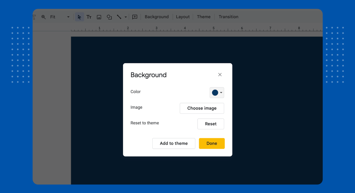 Replacing Google Slides background color