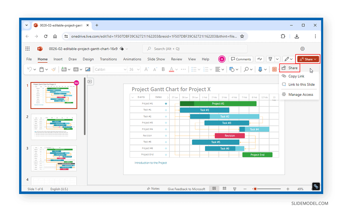 Sharing a presentation from PowerPoint Online