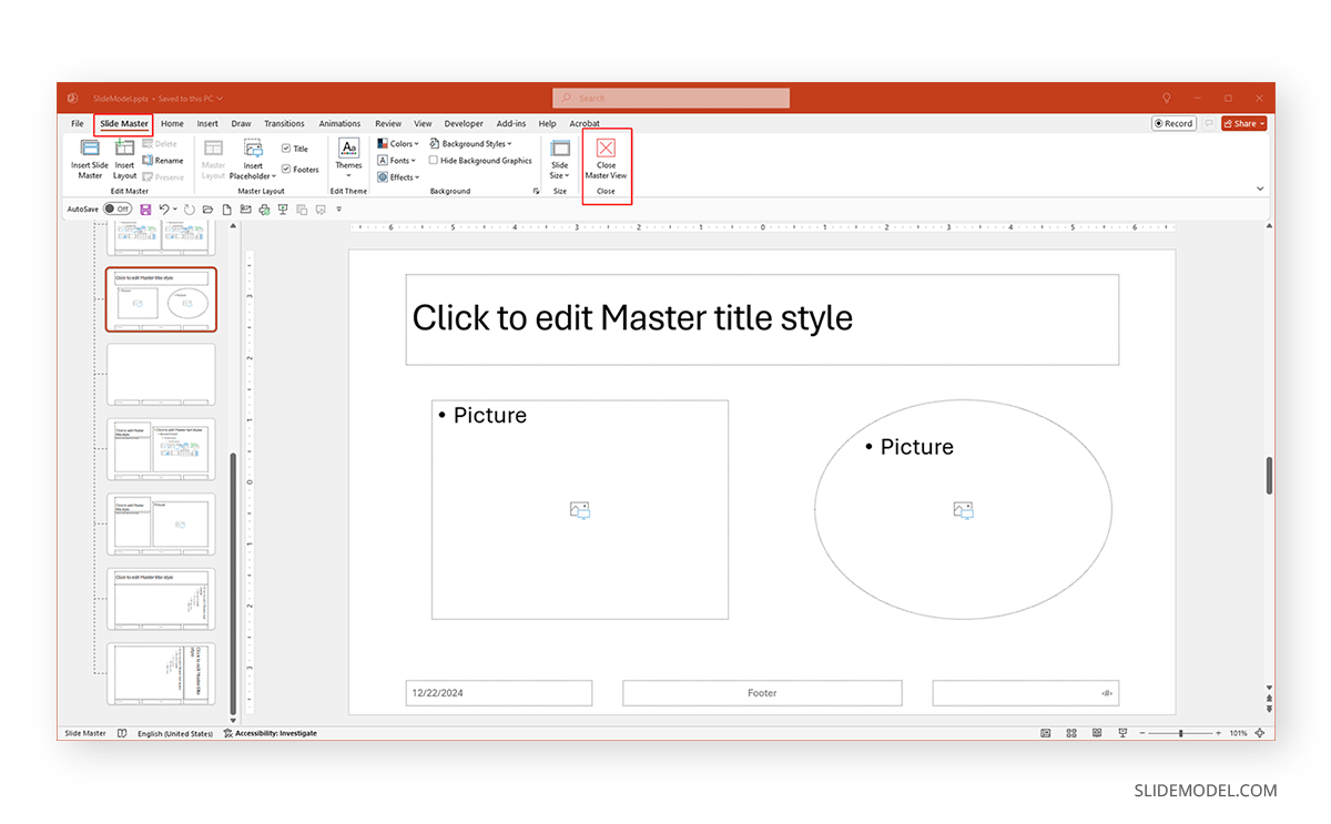 Saving changes to Slide Master