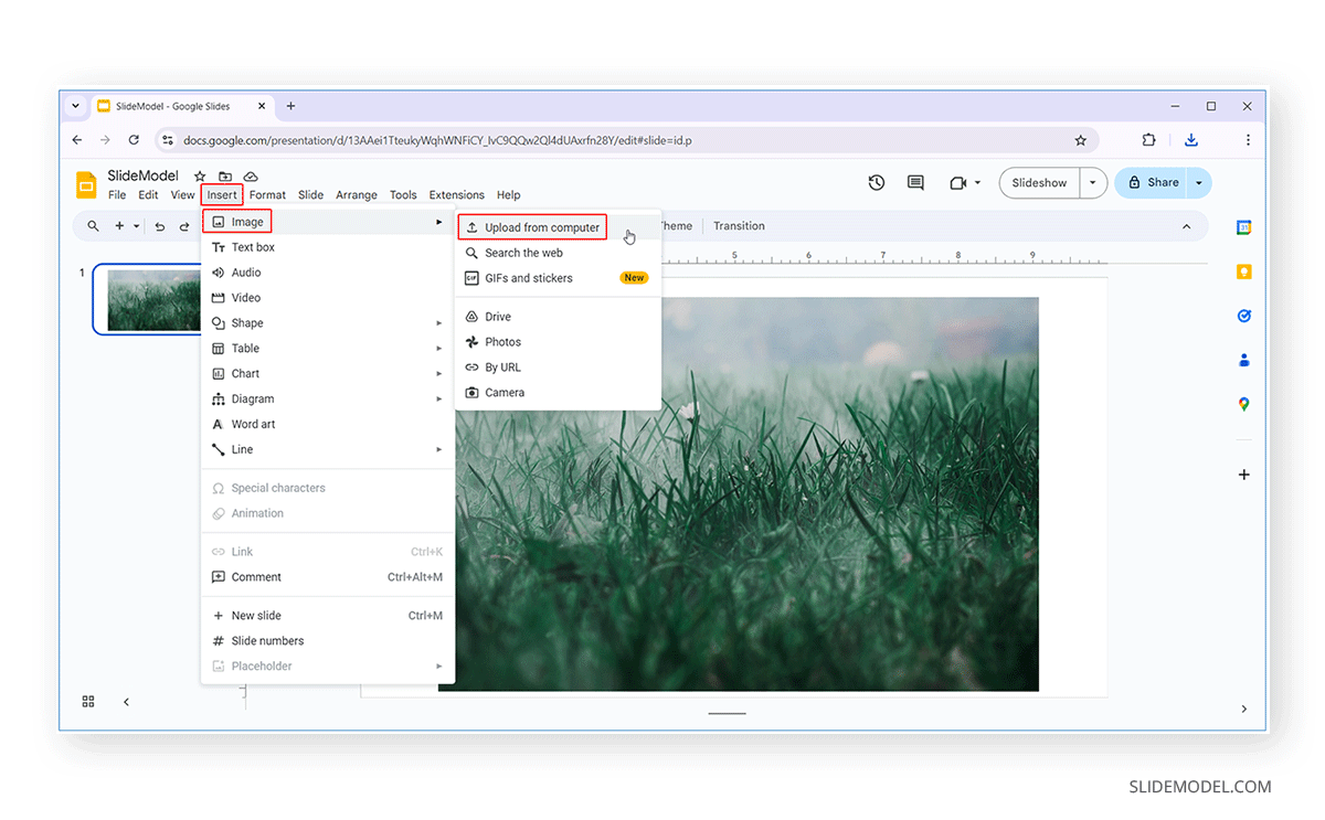 Upload transparent PNG file to Google Slides