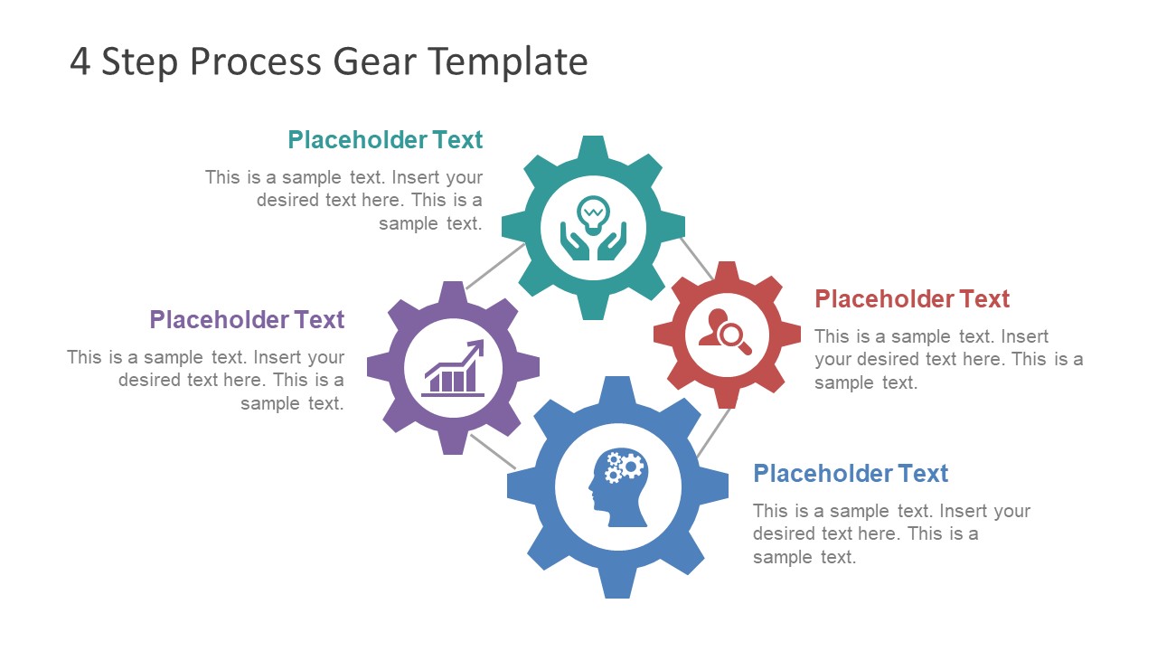 4 Step Process Gear Powerpoint Diagram