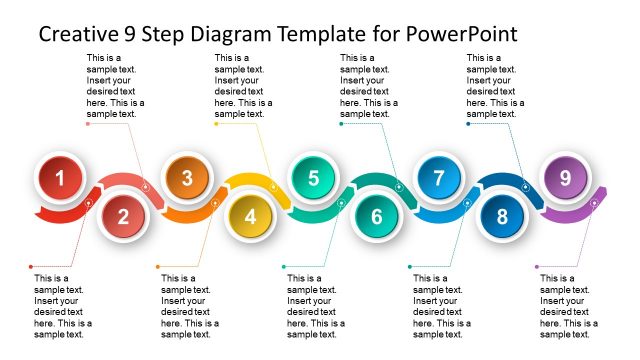 Creative 9 Steps PowerPoint Timeline