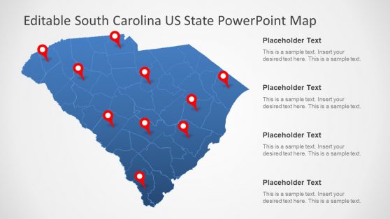 Editable map Columbia South Carolina