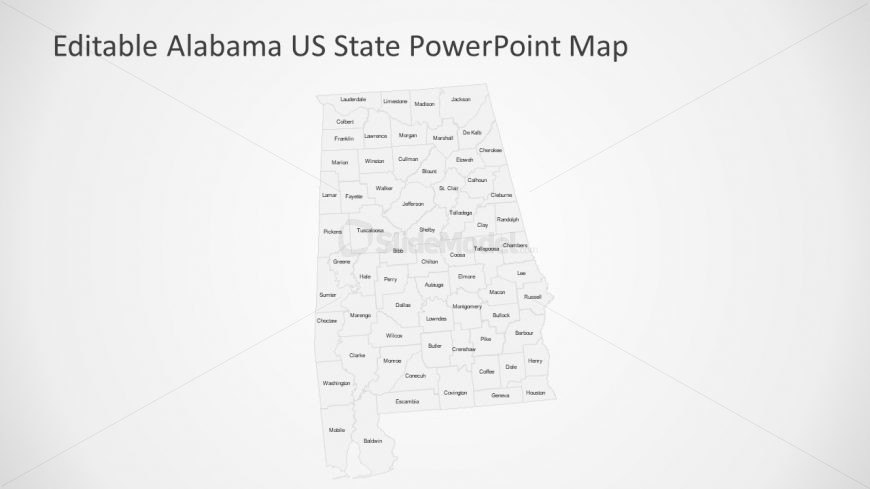 Counties in Alabama PowerPoint Map