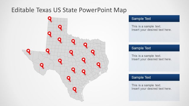 Gray Map of PowerPoint US Texas State
