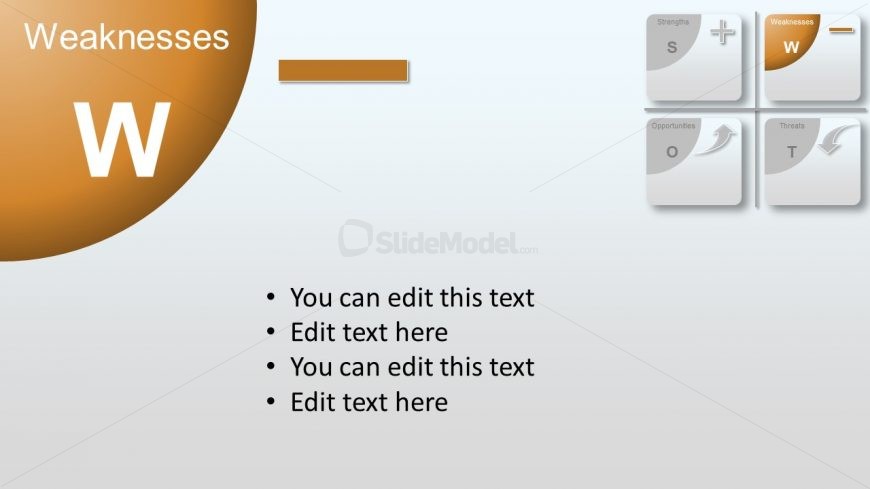 Flat Material PowerPoint Diagram Weakness